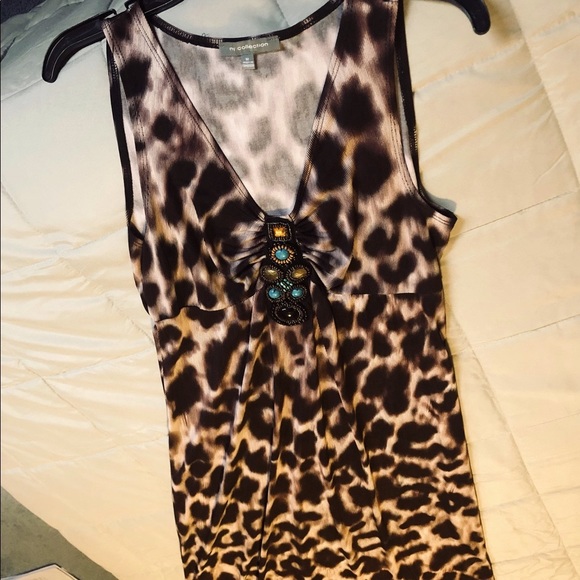 NY Collection Animal Print Maxi Dress Size Medium - Picture 10 of 12